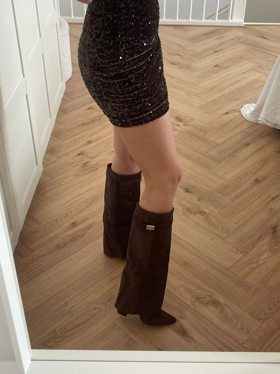It Girl Boots Brown Suede