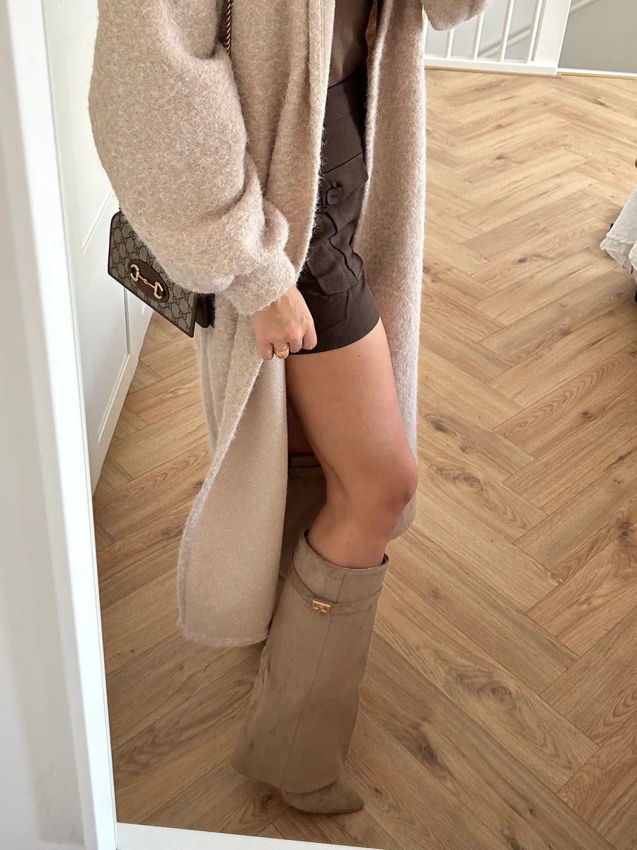 It Girl Boots Beige Suede