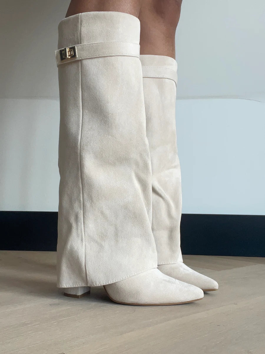It Girl Boots White Suède