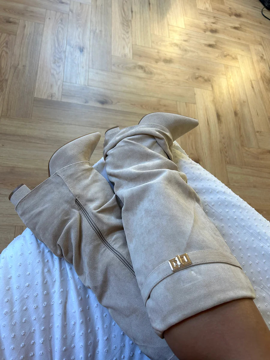 It Girl Boots 2.0 Beige Suede