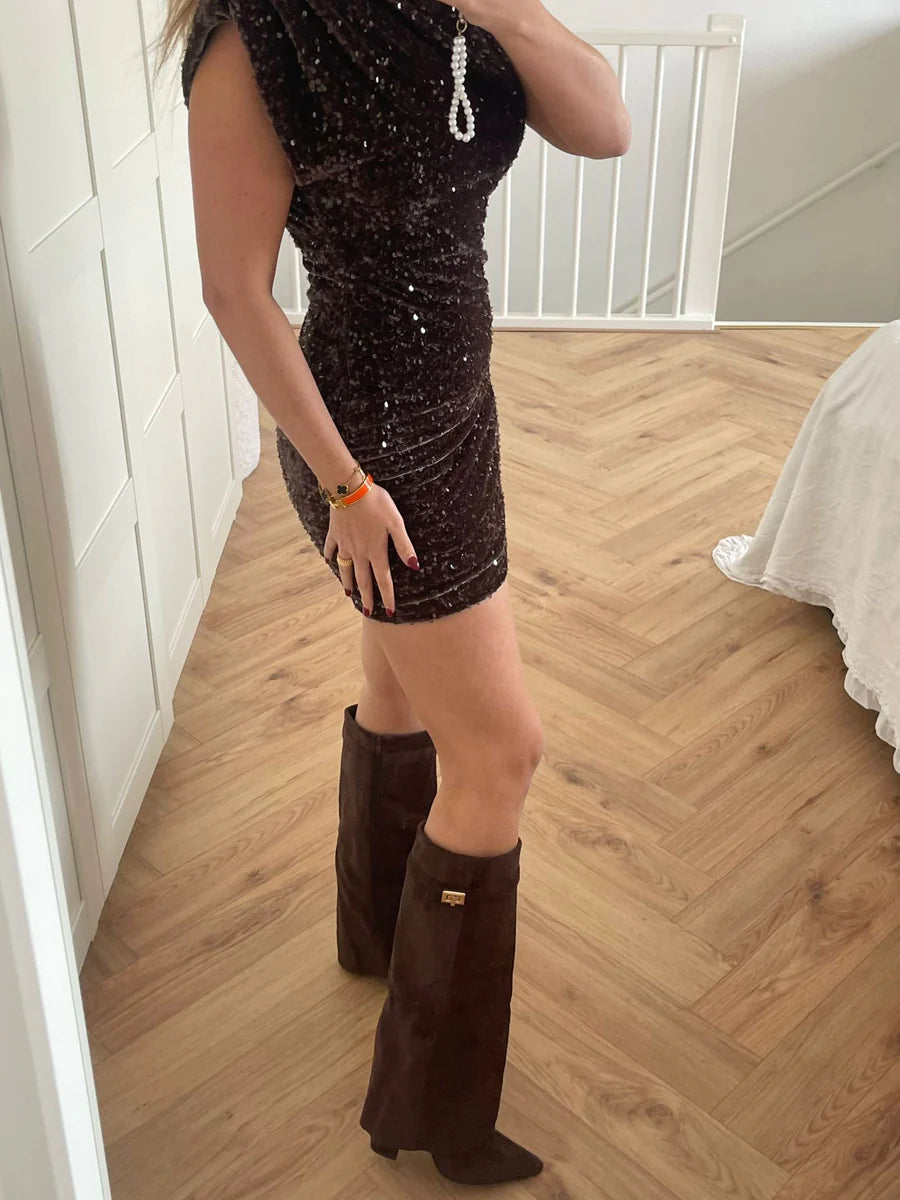 It Girl Boots Brown Suede