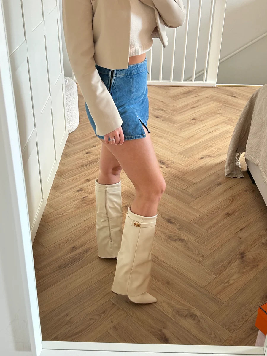 It girl Boots Beige Leather