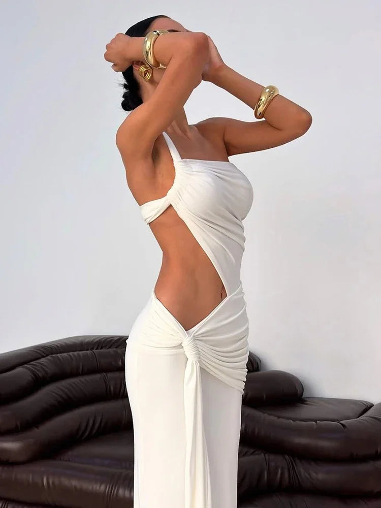 Open Back Drape Maxi Dress