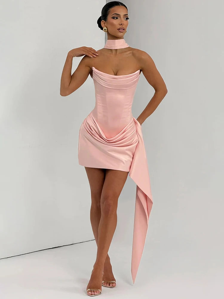 Draped Cowl Mini Dress