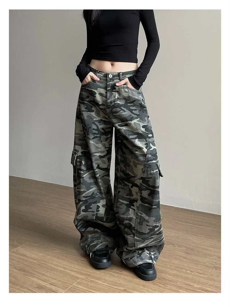 Camo Cargo Wide Leg Baggy Pants