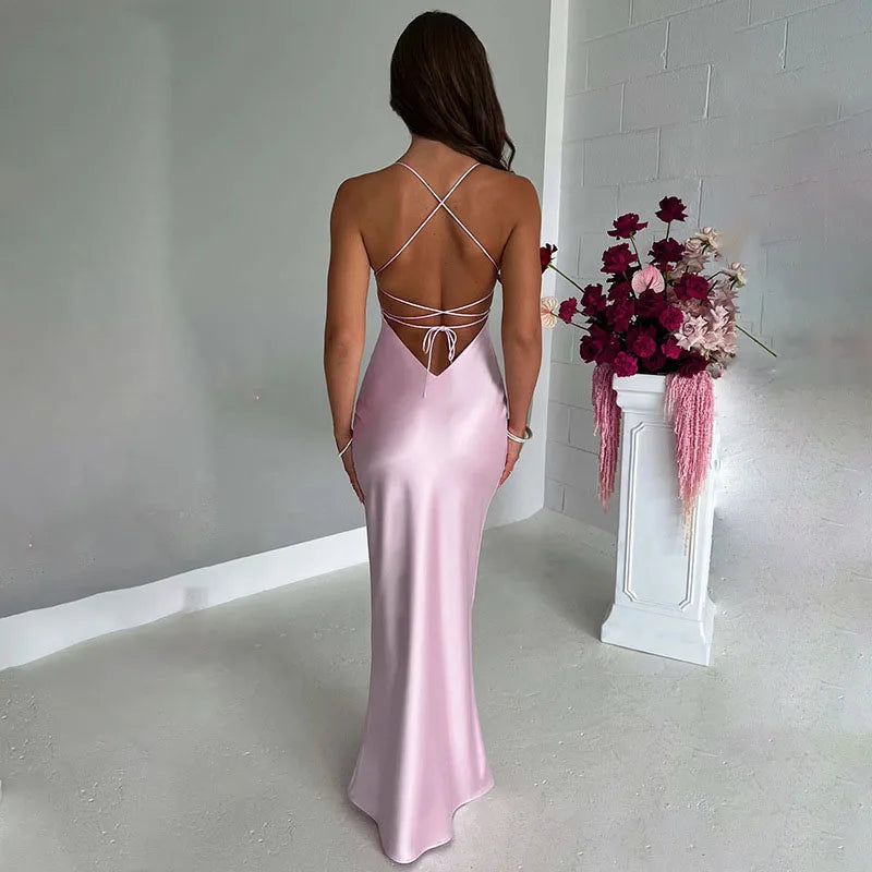 Sleek Open Back Evening Dress