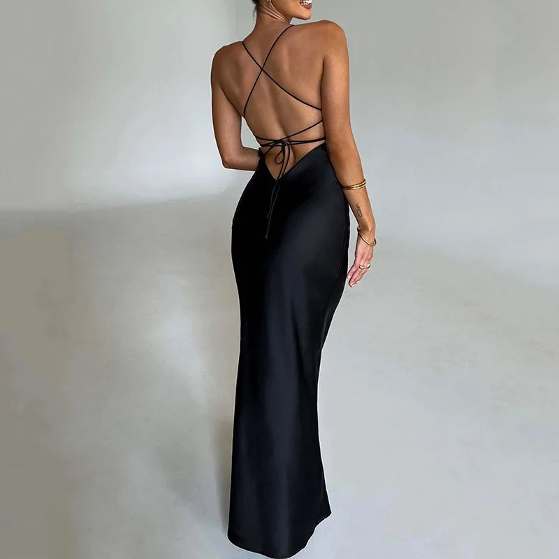 Sleek Open Back Evening Dress