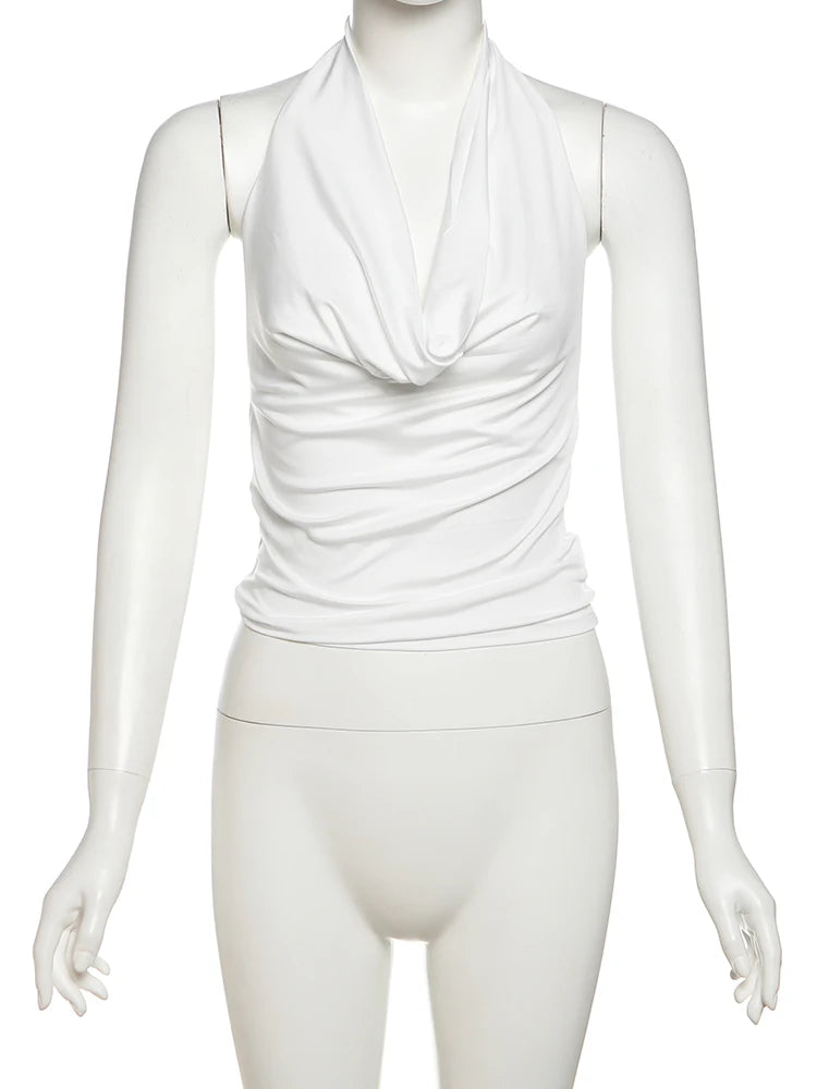 Backless Drape Halter Top
