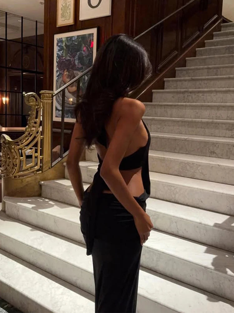 Backless Tie Halter Dres