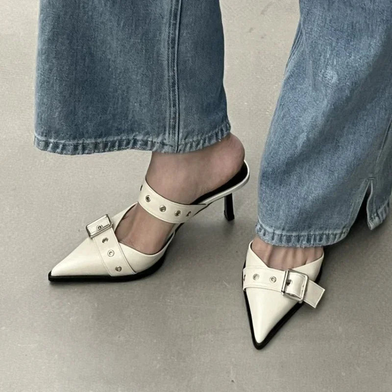 Metallic Buckle Heels