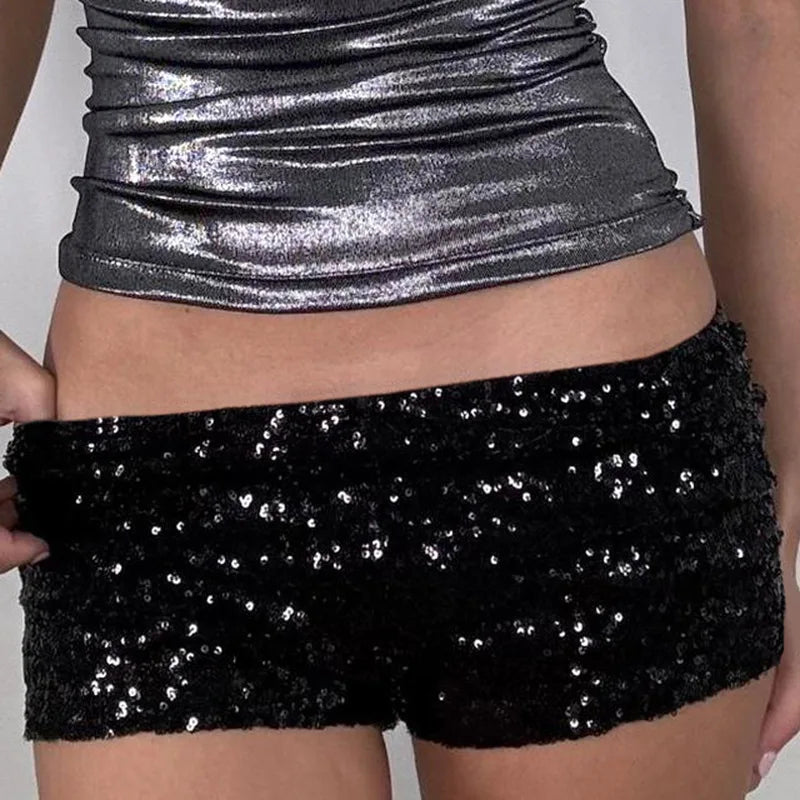 Sequin Low Rise Mini Shorts