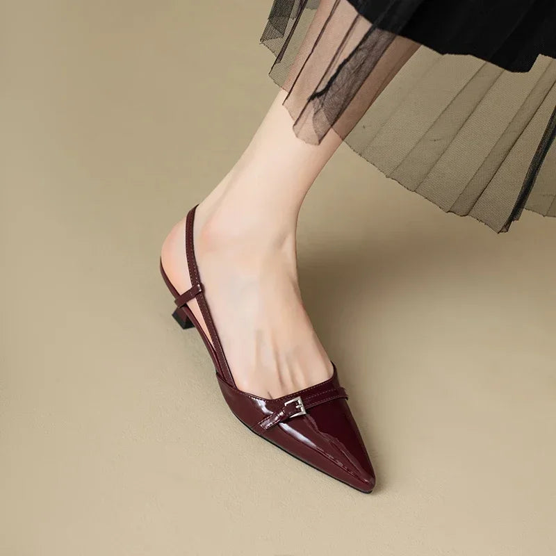Patent Leather Pointed Slingback Heels