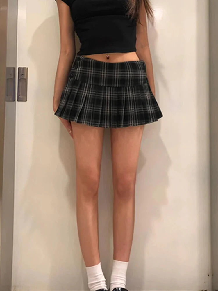 Plaid Pleated Mini Skirt