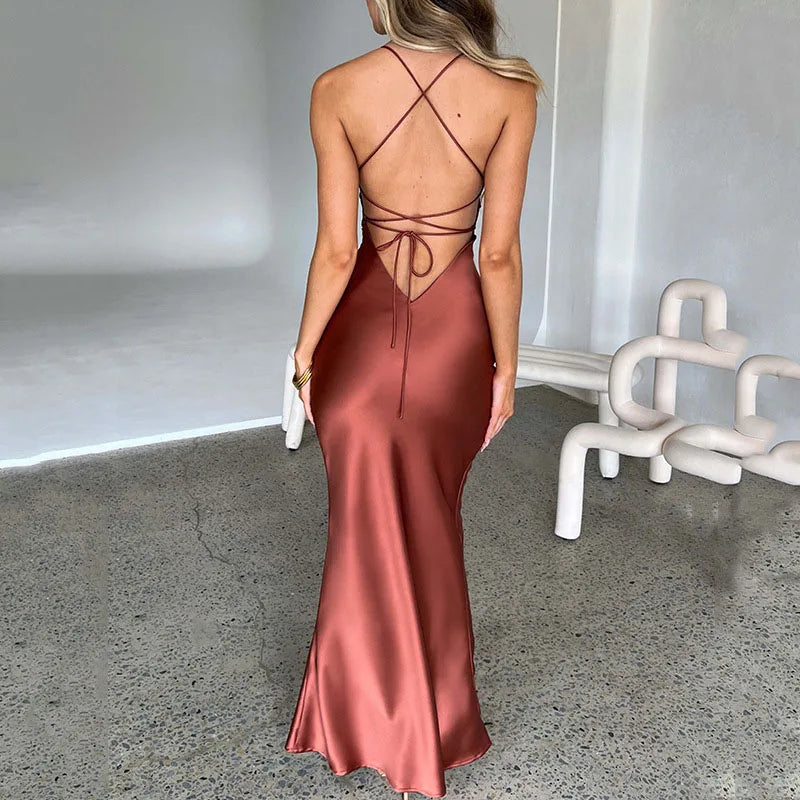 Sleek Open Back Evening Dress