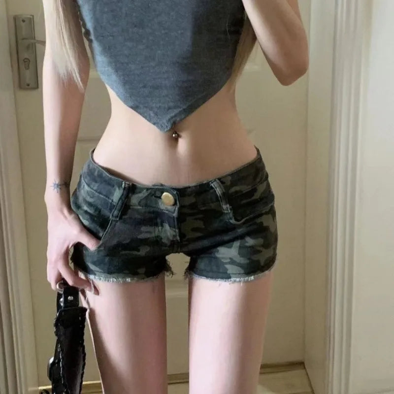Camo Denim Shorts