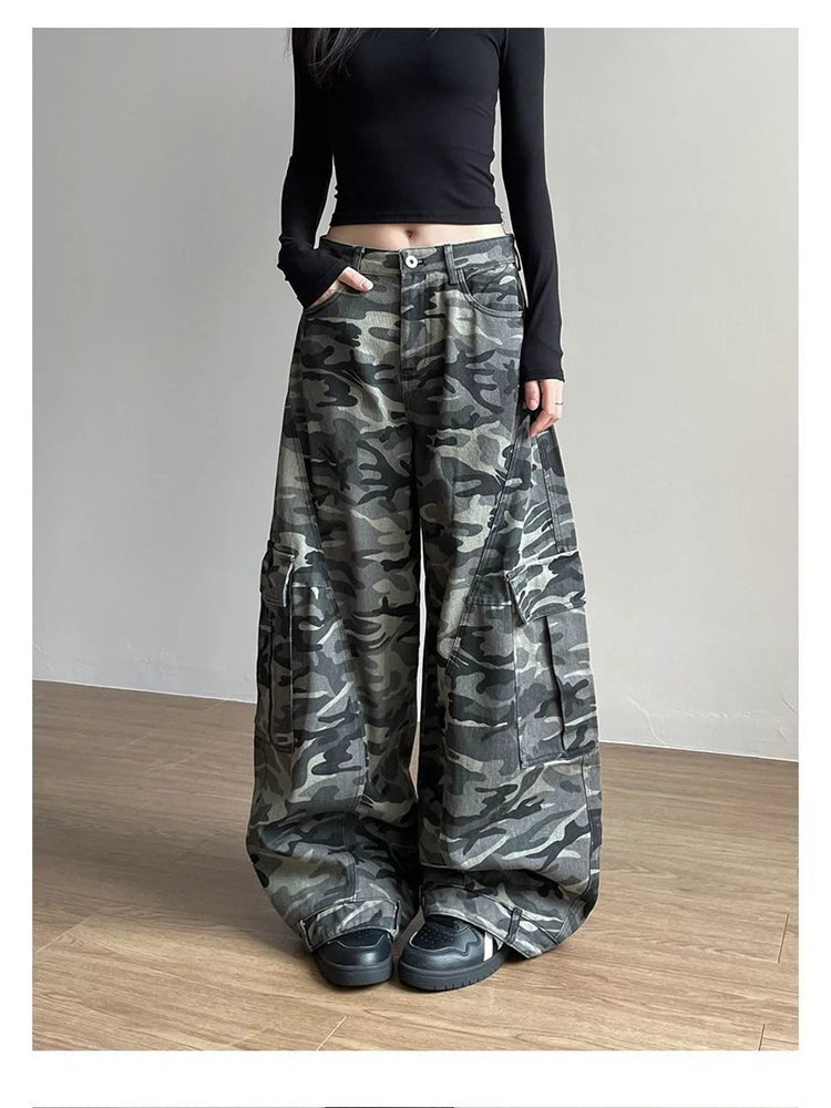 Camo Cargo Wide Leg Baggy Pants