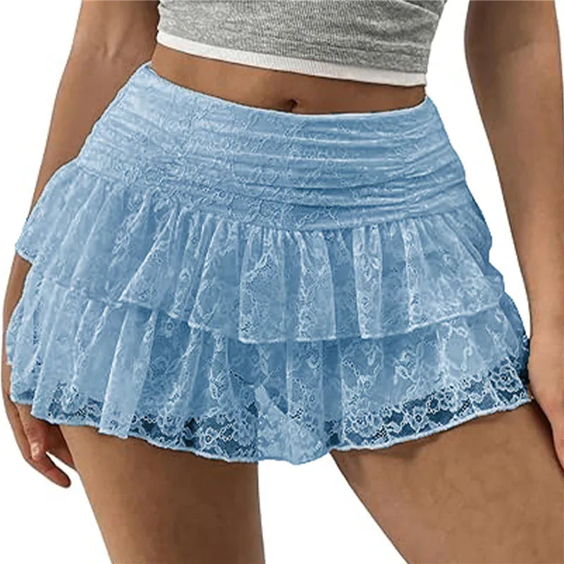 Tiered Lace Mini Skirt