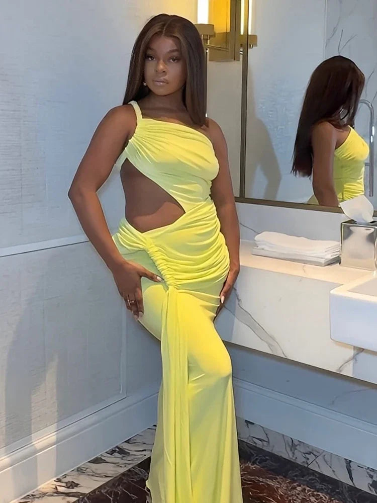 Open Back Drape Maxi Dress