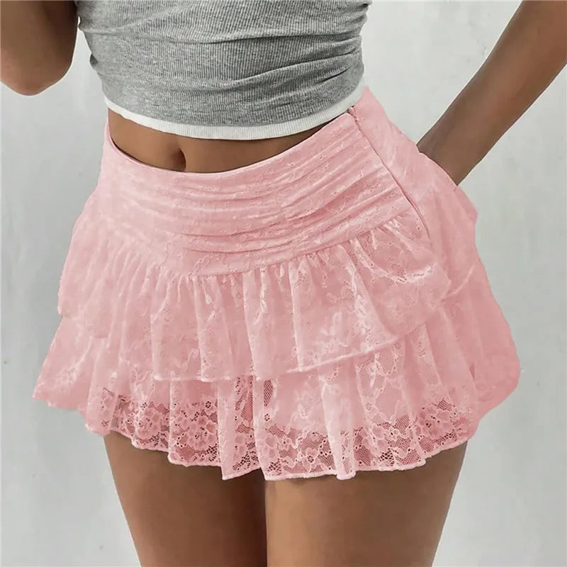 Tiered Lace Mini Skirt