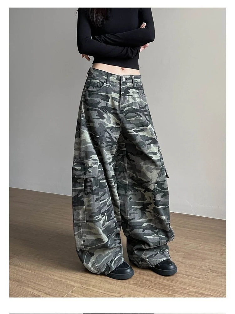 Camo Cargo Wide Leg Baggy Pants