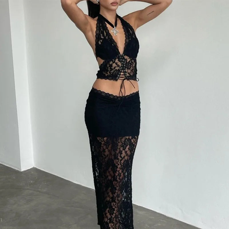 Lace Corset Maxi Set