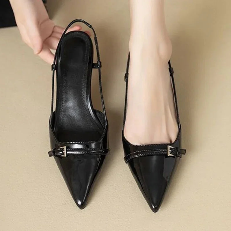 Patent Leather Pointed Slingback Heels