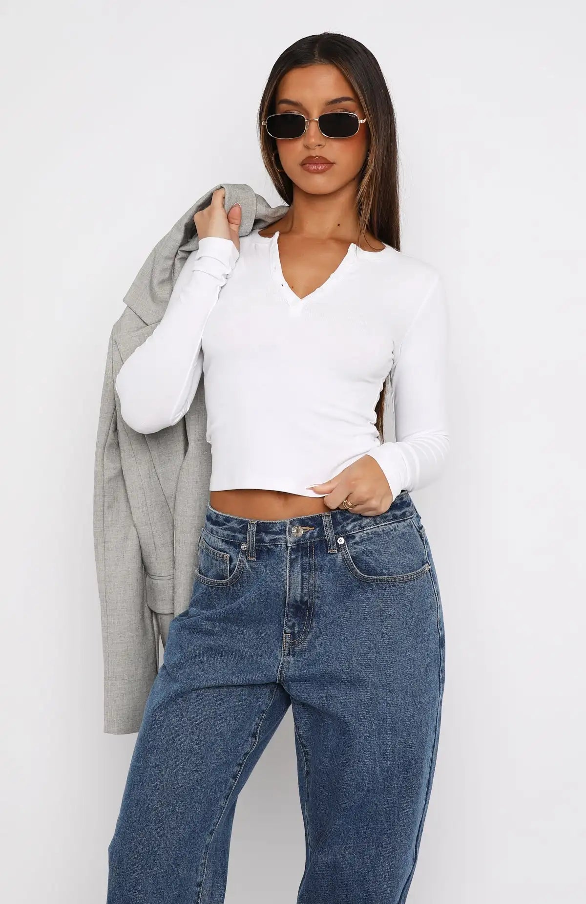 Button Front Ribbed Long Sleeve Shirt