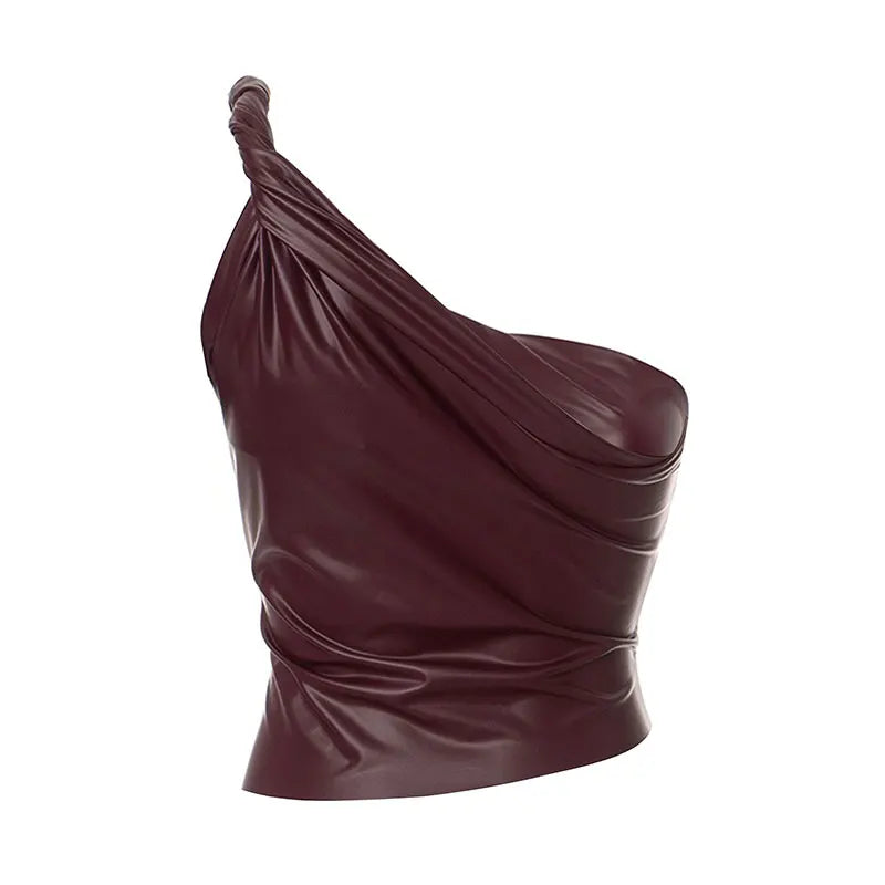 Burgundy Knot One-Shoulder Top